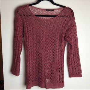NIC+ZOE Linen Blend Lightweight Crochet Sweater.
